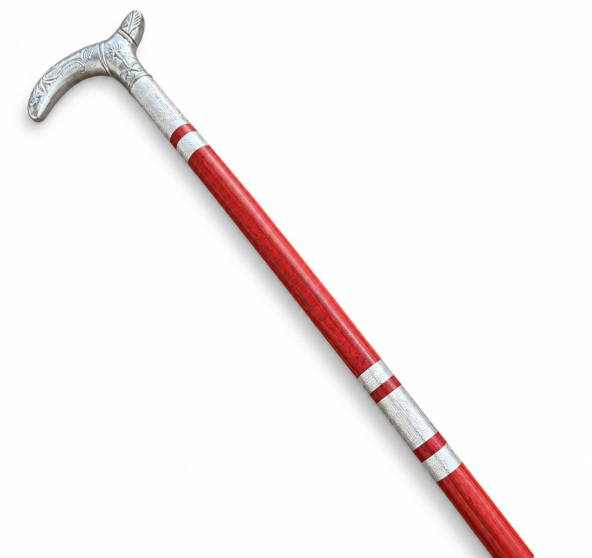 Handmade Royal Brass & Wood Walking Cane (ARTICLE 019 RED)
