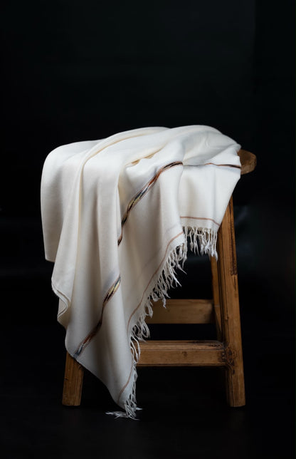 Premium 72 Wool White Shawl